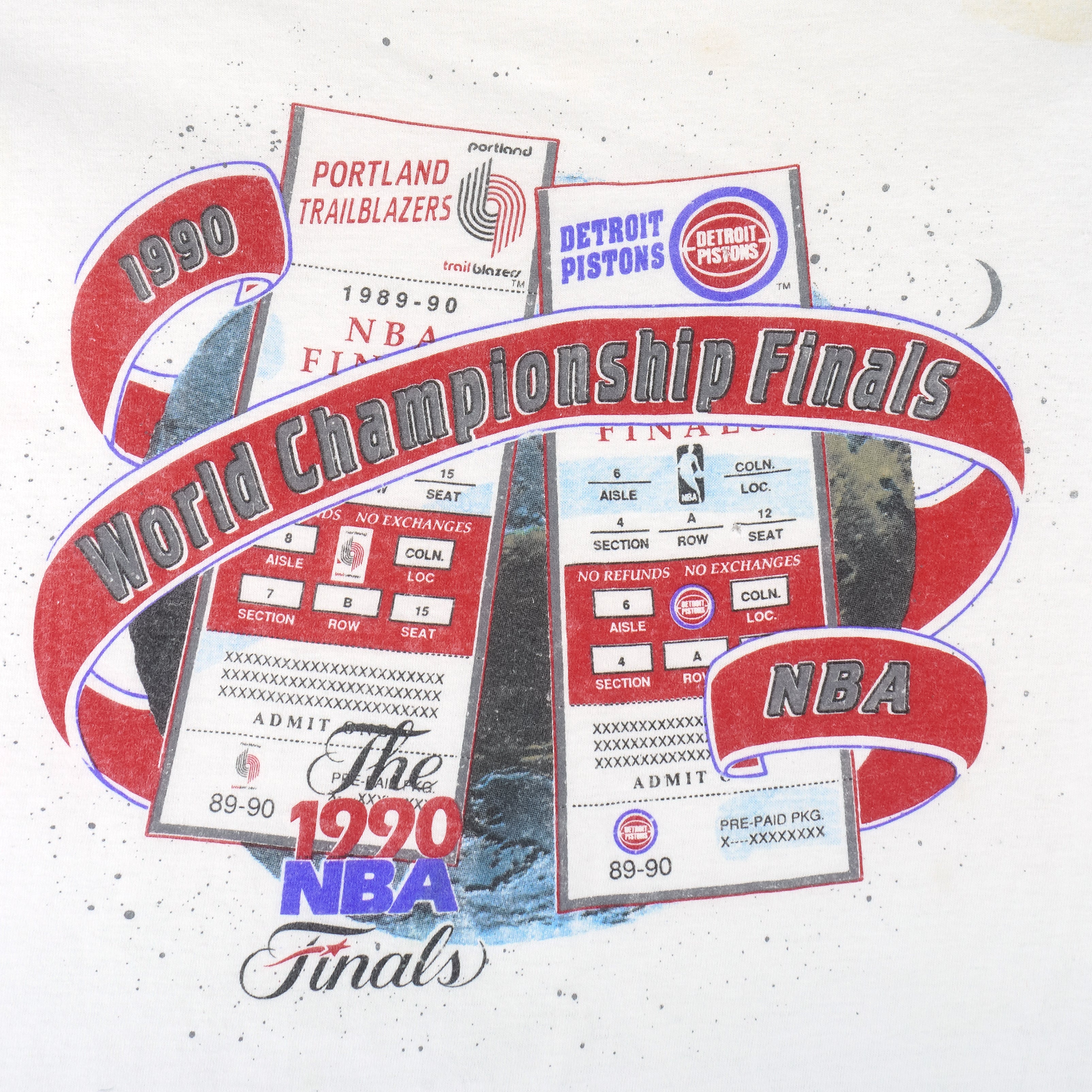 NBA (Salem) - World Championship Finals Blazers VS Pistons T-Shirt 1990 X-Large Vintage Retro Basketball