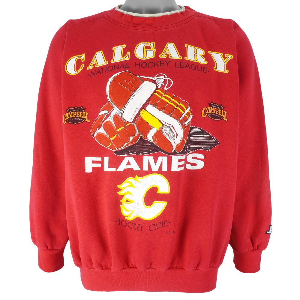 NHL (Athletics Softwear) - Calgary Flames Clarence Campbell Crew Neck Sweatshirt 1990s Large Vintage Retro Hockey