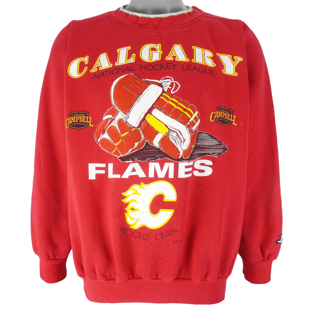 NHL (Athletics Softwear) - Calgary Flames Clarence Campbell Crew Neck Sweatshirt 1990s Large Vintage Retro Hockey