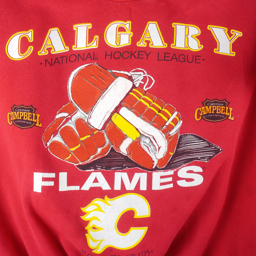 NHL (Athletics Softwear) - Calgary Flames Clarence Campbell Crew Neck Sweatshirt 1990s Large Vintage Retro Hockey
