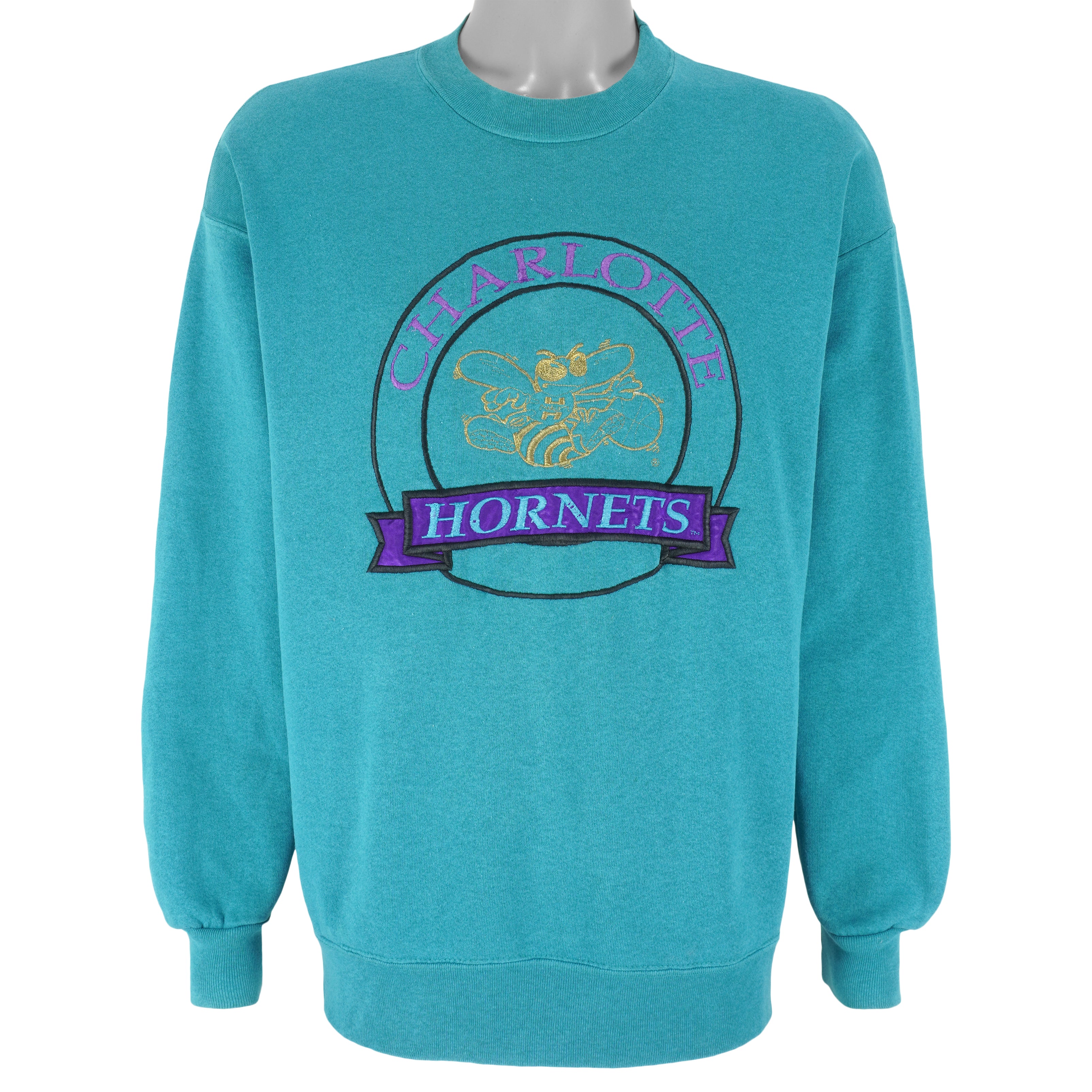 Vintage NBA - Charlotte Hornets Embroidered Crew Neck Sweatshirt 1990s Large