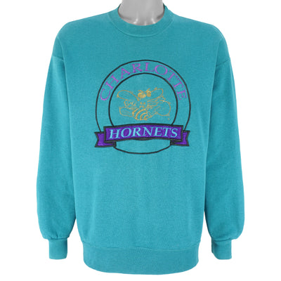 NBA - Charlotte Hornets Embroidered Crew Neck Sweatshirt 1990s Large