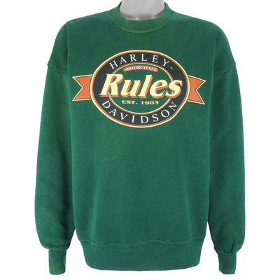 Harley Davidson - Rules Crew Neck Sweatshirt 1992 Large
