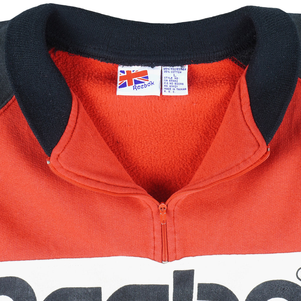 Reebok - Red & White Big Spell-Out Sweatshirt 1990s Large Vintage Retro