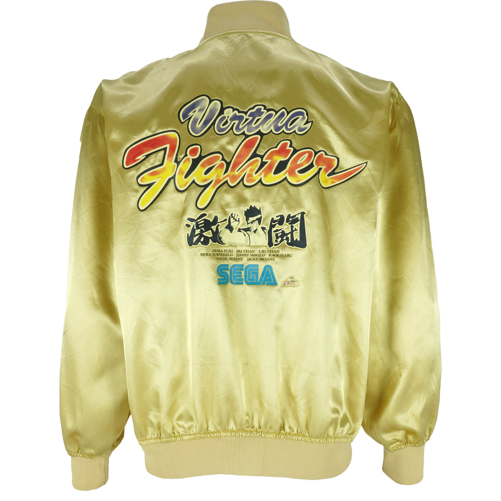 Vintage - SEGA Saturn Virtua Fighter Gold Satin Jacket 1990s Large Vintage Retro