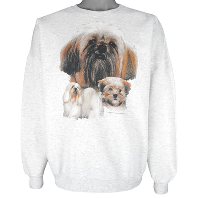 Vintage (JR) - Dogs Breed Havanese Shih Tzu Crew Neck Sweatshirt 1990s Large