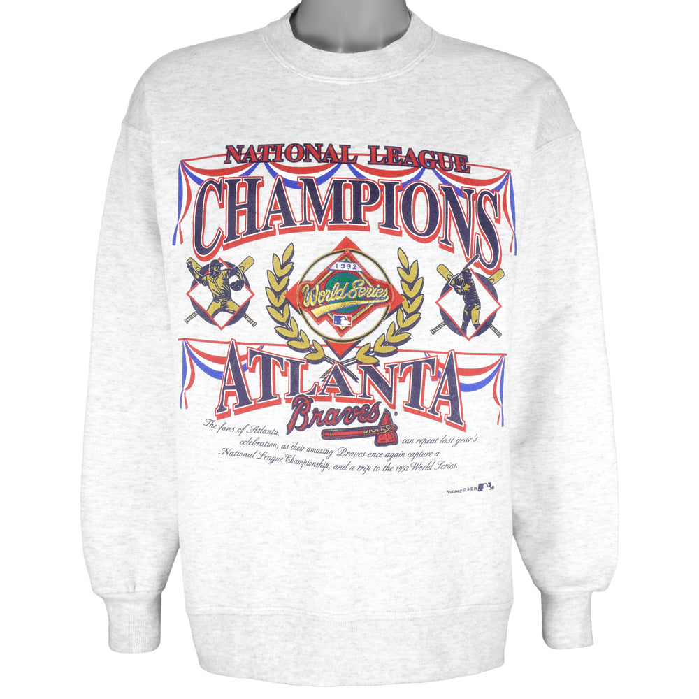 Vintage MLB (Nutmeg) - Atlanta Braves NL Champions Crew Neck Sweatshirt 1992 Large
