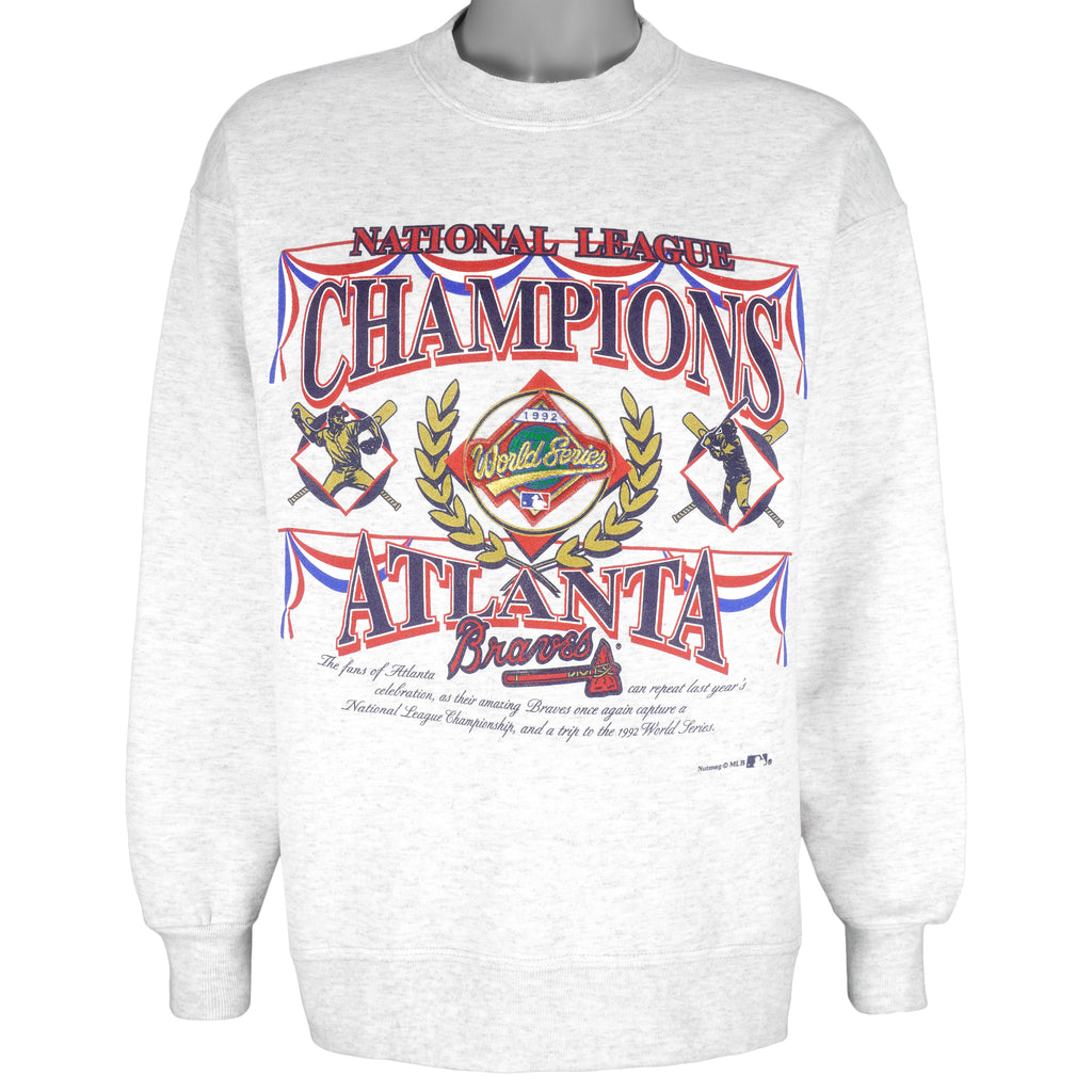 Vintage MLB (Nutmeg) - Atlanta Braves NL Champions Crew Neck Sweatshirt 1992 Large