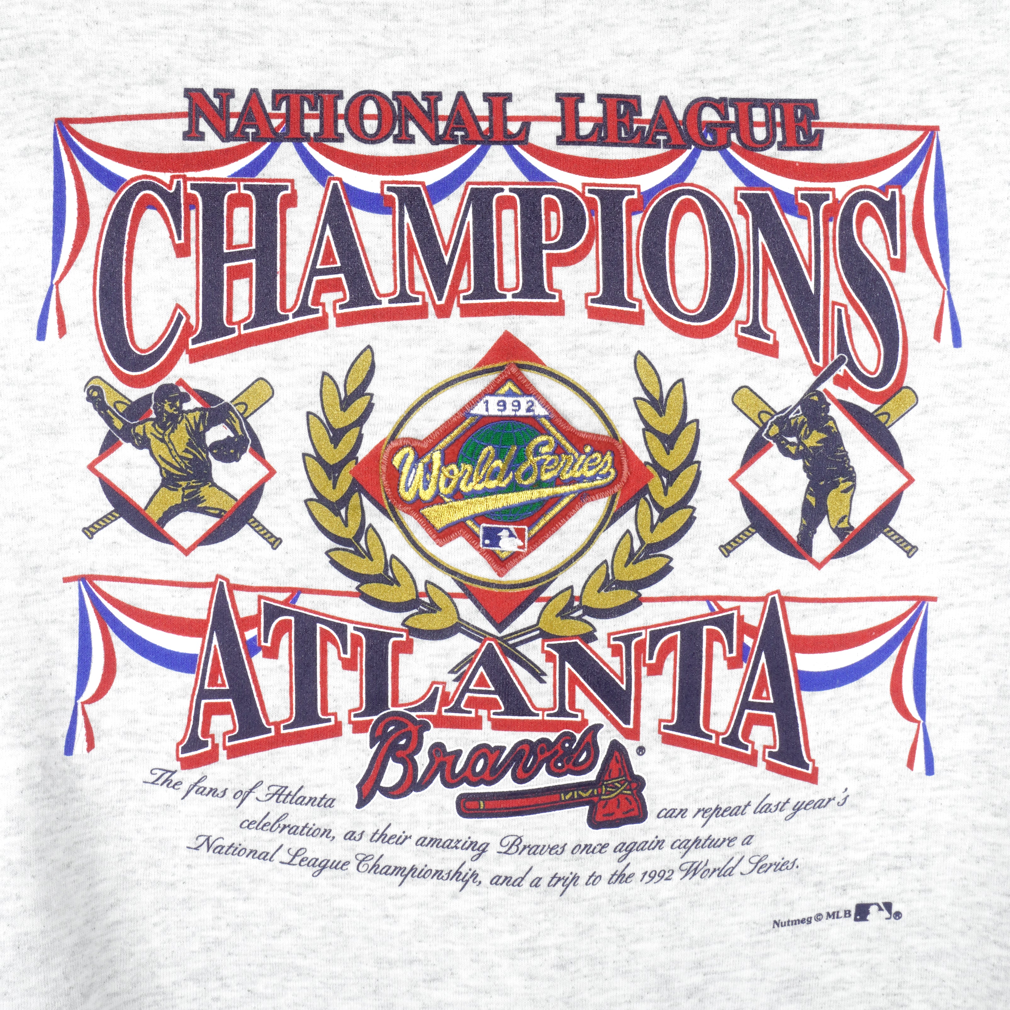 Vintage 1992 Atlanta Braves NL Champs / World Series T-Shirt Sz.L