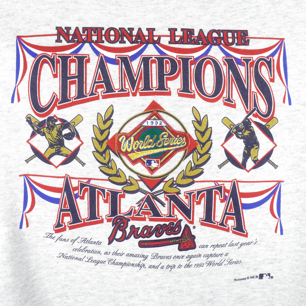 Vintage MLB (Nutmeg) - Atlanta Braves NL Champions Crew Neck Sweatshirt 1992 Large