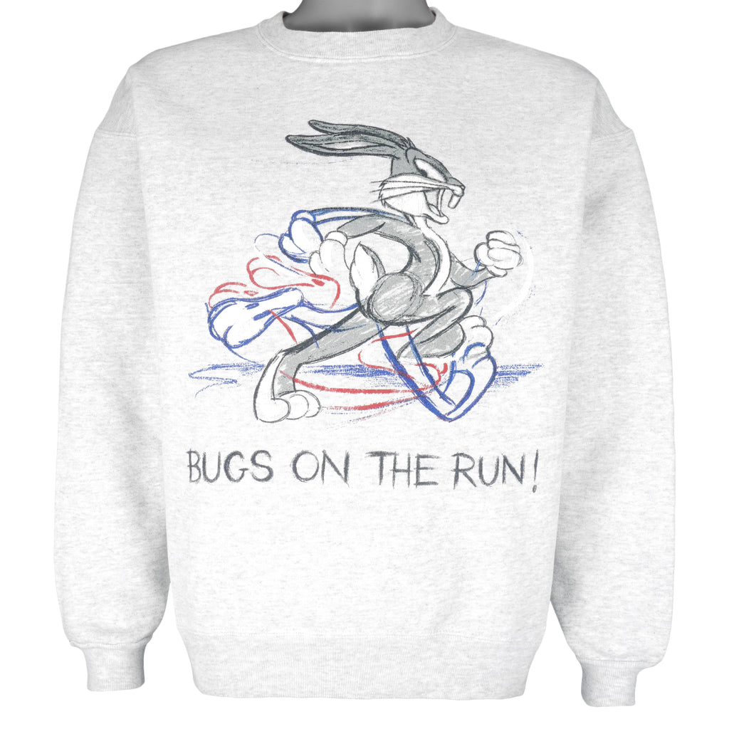 Looney Tunes - Bugs Bunny On The Run! Crew Neck Sweatshirt 1990s Large Vintage Retro