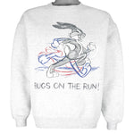 Looney Tunes - Bugs Bunny On The Run! Crew Neck Sweatshirt 1990s Large Vintage Retro