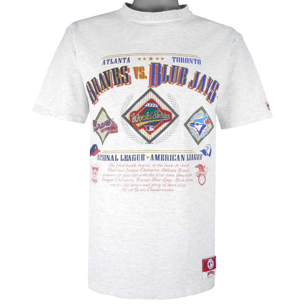 Vintage MLB (Nutmeg) - Atlanta Braves Vs Toronto Blue Jays World Series T-Shirt 1992 Large