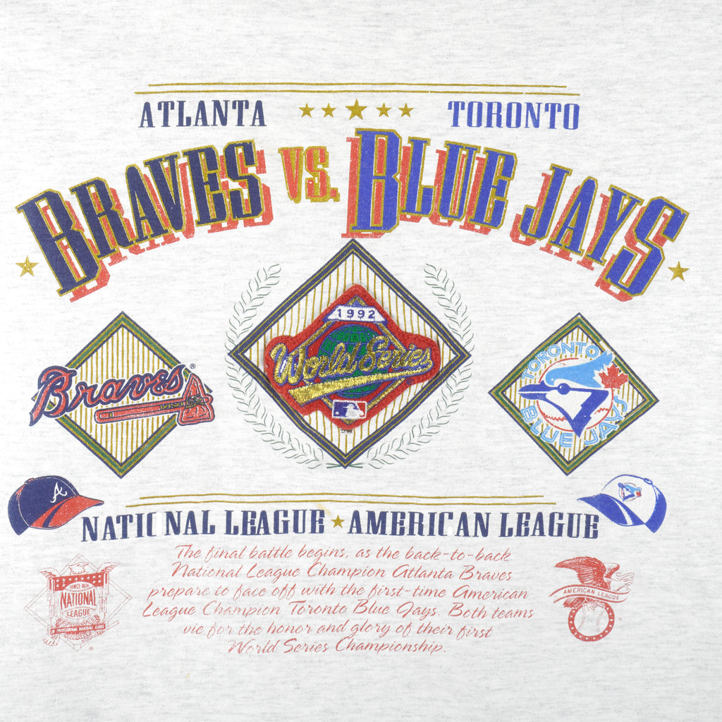 Vintage MLB (Nutmeg) - Atlanta Braves Vs Toronto Blue Jays World Series T-Shirt 1992 Large
