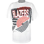 NBA (Magic Johnson T's) - Portland Blazers Single Stitch T-Shirt 1990s X-Large Vintage Retro Basketball