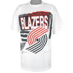 NBA (Magic Johnson T's) - Portland Blazers Single Stitch T-Shirt 1990s X-Large Vintage Retro Basketball