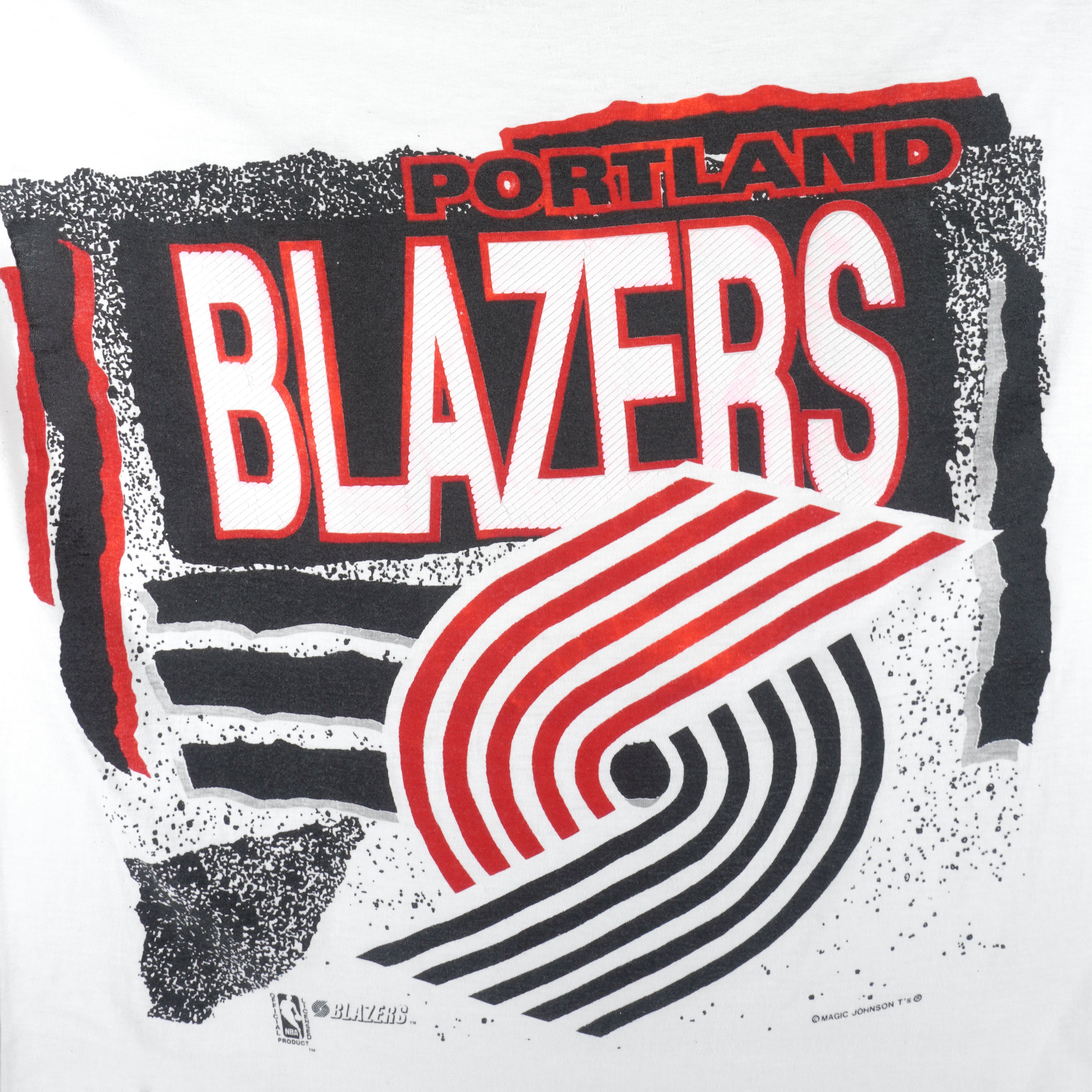 NBA (Magic Johnson T's) - Portland Blazers Single Stitch T-Shirt 1990s X-Large Vintage Retro Basketball