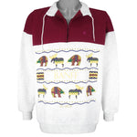 Vintage (Fabec) - Banff Canada Native Tribal Art 1/4 Zip Sweatshirt 1990s Large