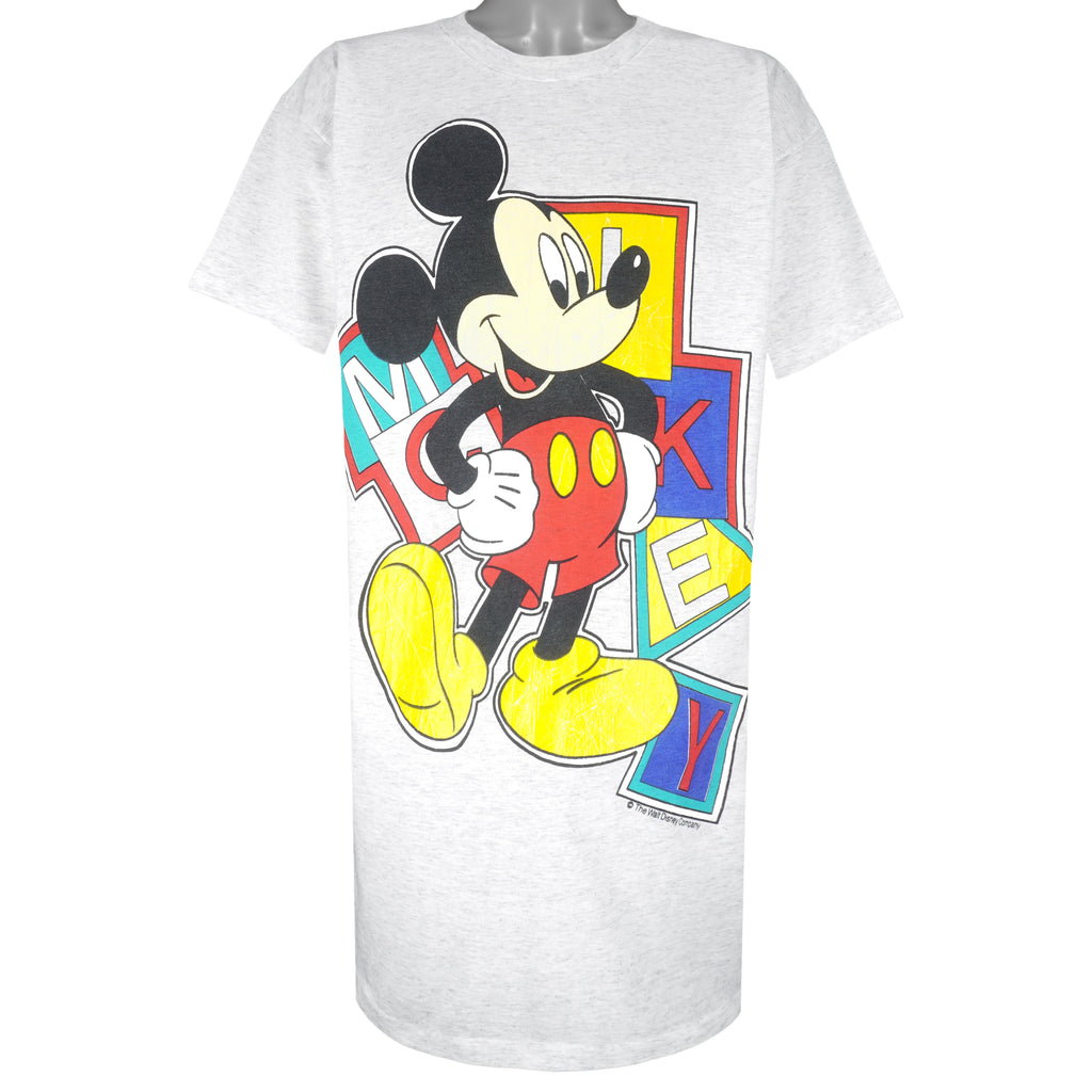 Disney - Mickey Mouse Single Stitch Long T-Shirt 1980s XX-Large Vintage Retro