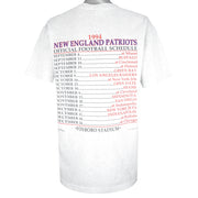 NFL (Nutmeg) - New England Patriots Official Football Schedule T-Shirt 1994 X-Large Vintage Retro Football