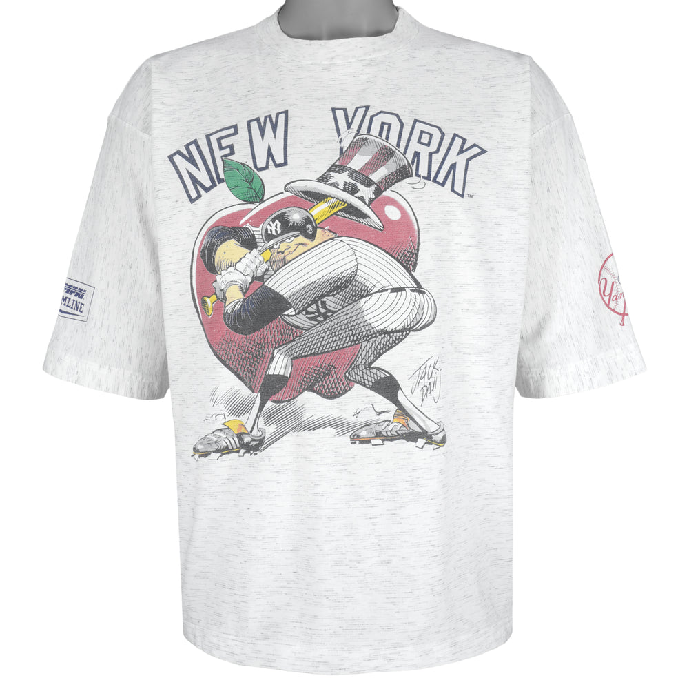 MLB (Campri) - New York Yankees Caricature T-Shirt 1990s Large Vintage Retro Baseball