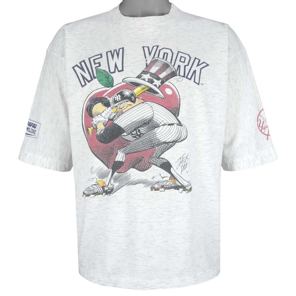 MLB (Campri) - New York Yankees Caricature T-Shirt 1990s Large Vintage Retro Baseball