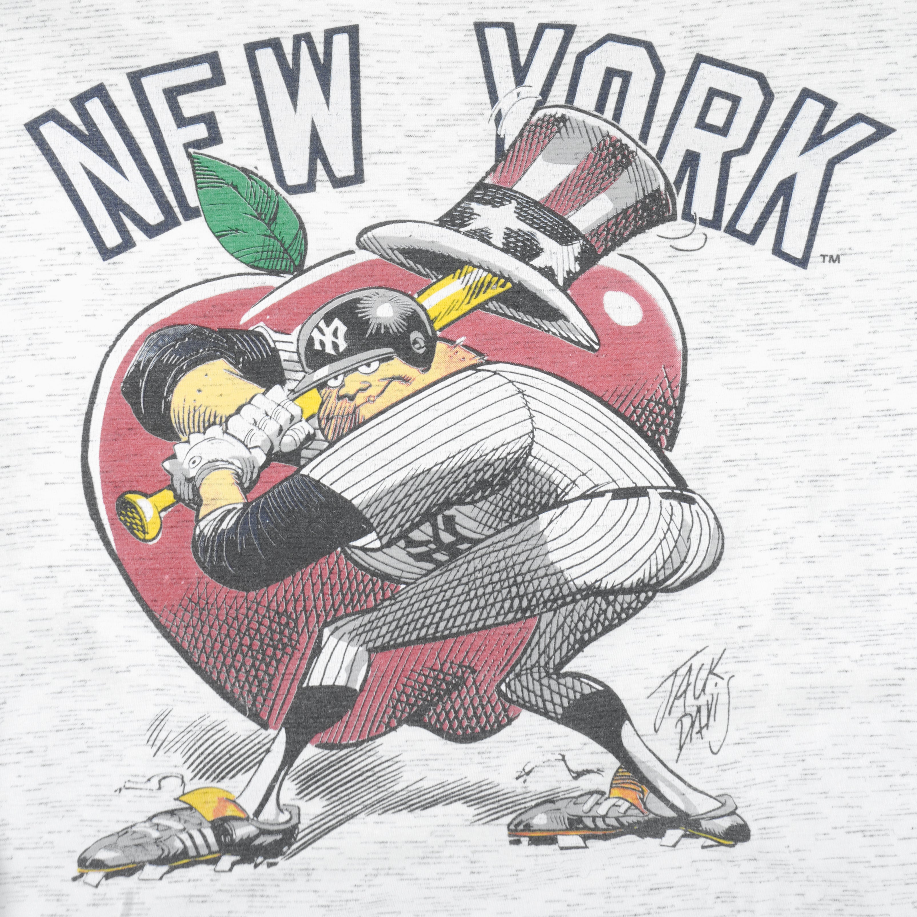 MLB (Campri) - New York Yankees Caricature T-Shirt 1990s Large Vintage Retro Baseball