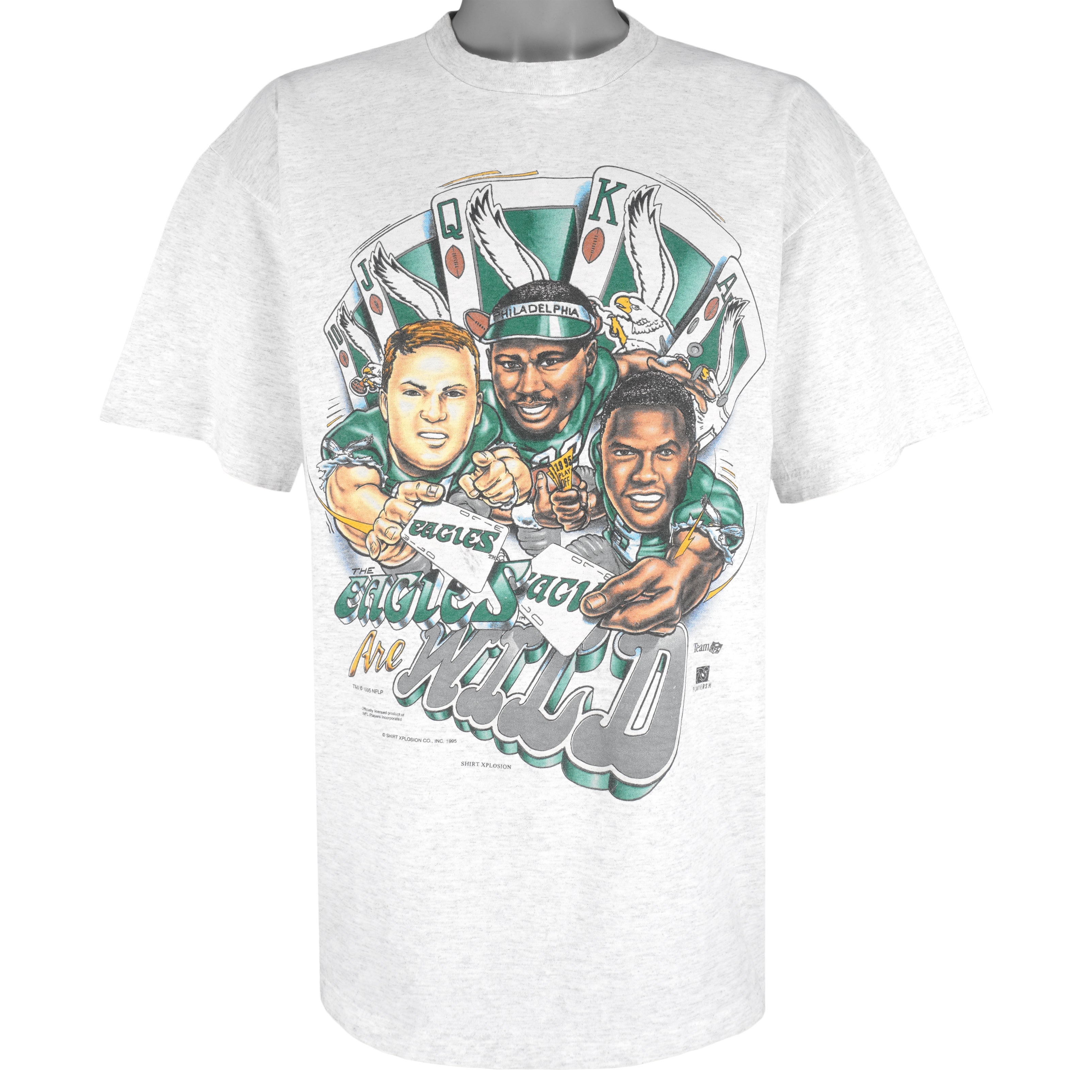 NFL (Shirt Xplosion) - Philadelphia Eagles Wild Cards Caricature T-Shirt 1995 X-Large Vintage Retro Football