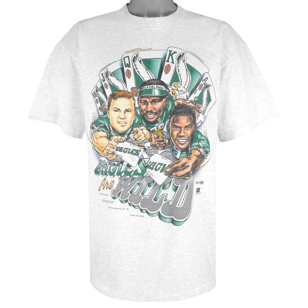 NFL (Shirt Xplosion) - Philadelphia Eagles Wild Cards Caricature T-Shirt 1995 X-Large Vintage Retro Football