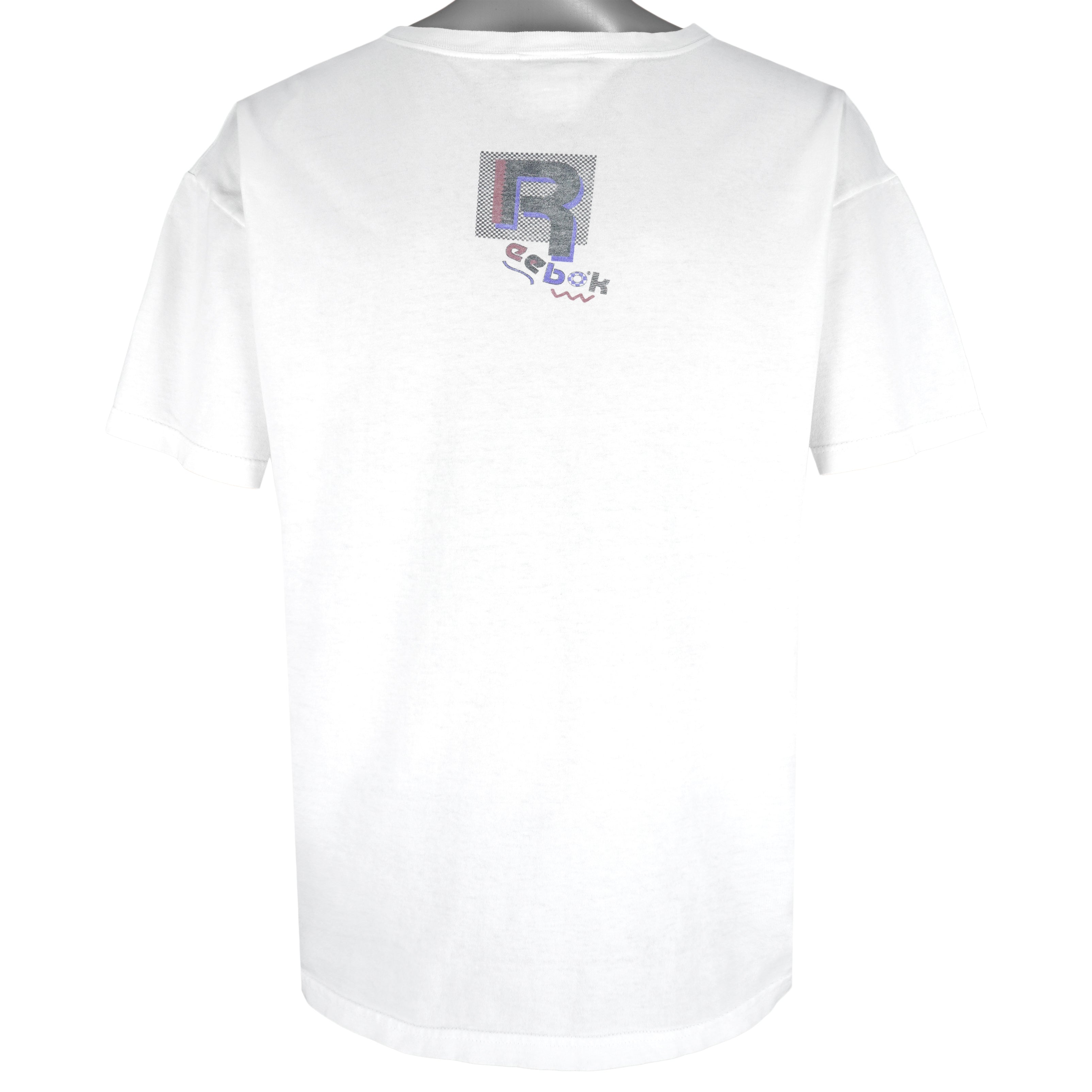 Reebok - White Classic Logo Single Stitch T-Shirt 1990s Large Vintage Retro