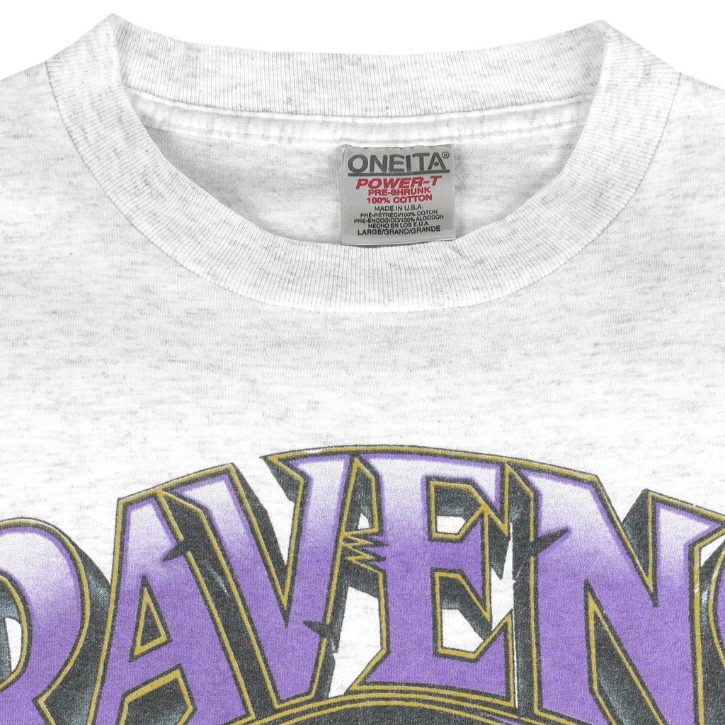 NFL (Oneita) - Super Bowl XXIII Ravens VS Raiders Signatures T-Shirt 1996 Large Vintage Retro Footbal