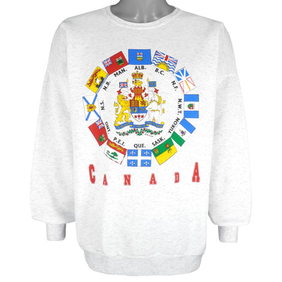 Vintage - Canada Provinces and Flags Crew Neck Sweatshirt 1990s X-Large