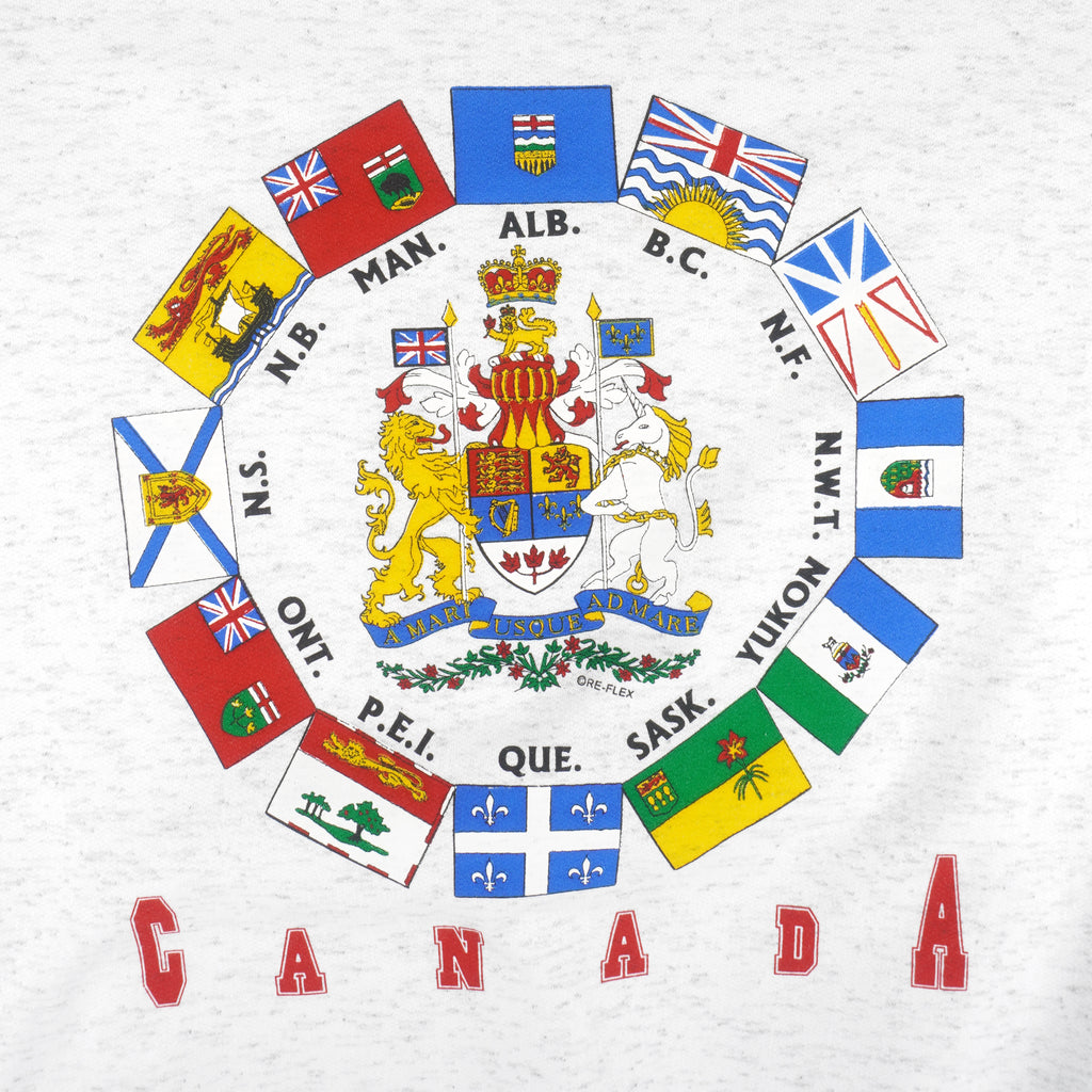 Vintage - Canada Provinces and Flags Crew Neck Sweatshirt 1990s X-Large Vintage Retro