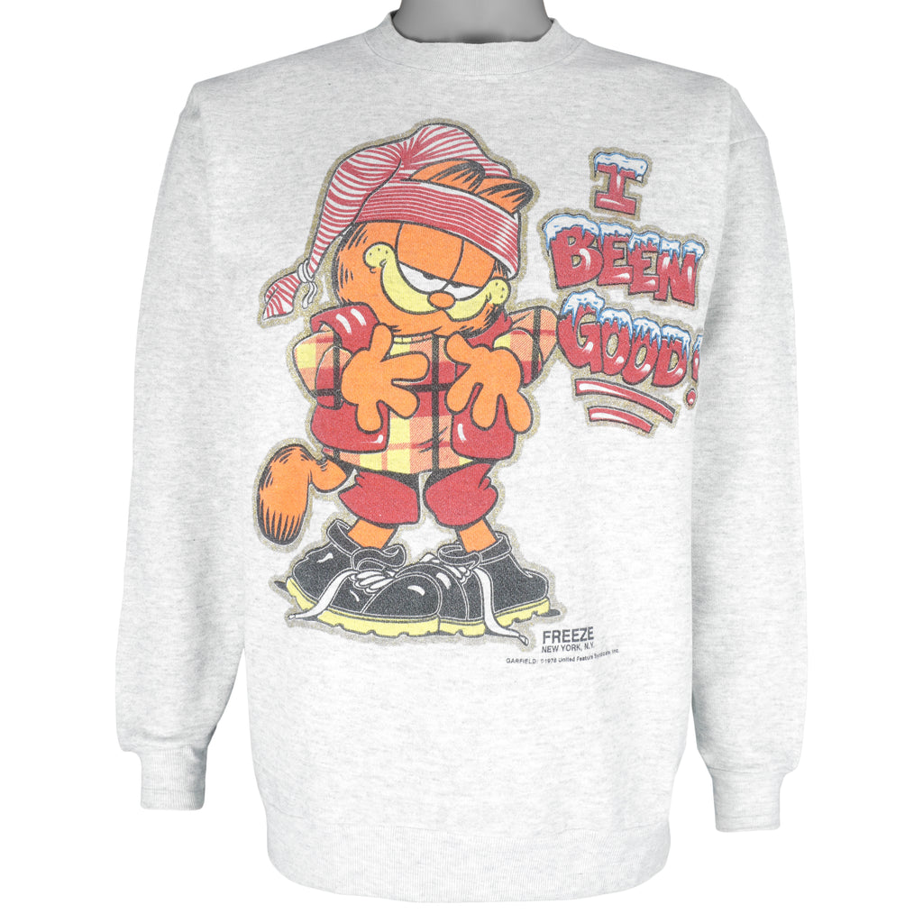 Vintage (Tultex) - Garfield I Been Good Crew Neck Sweatshirt 1990s Large Vintage Retro