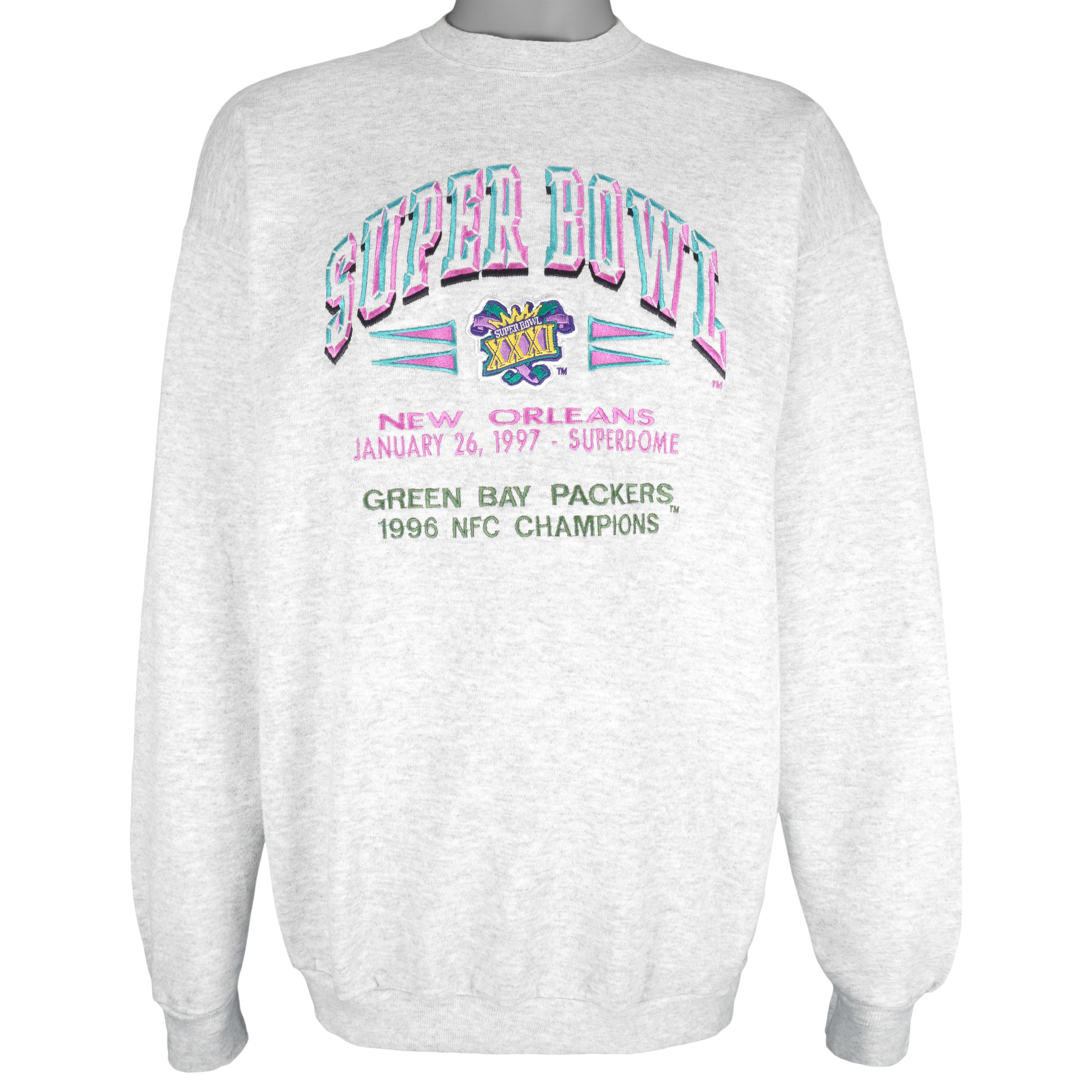 NFL (Logo 7) - Green Bay Packers Super Bowl XXXI Sweatshirt 1997 X-Large Vintage Retro Football
