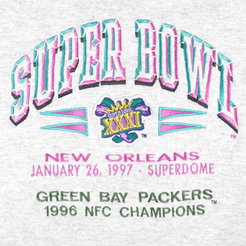 NFL (Logo 7) - Green Bay Packers Super Bowl XXXI Sweatshirt 1997 X-Large Vintage Retro Football