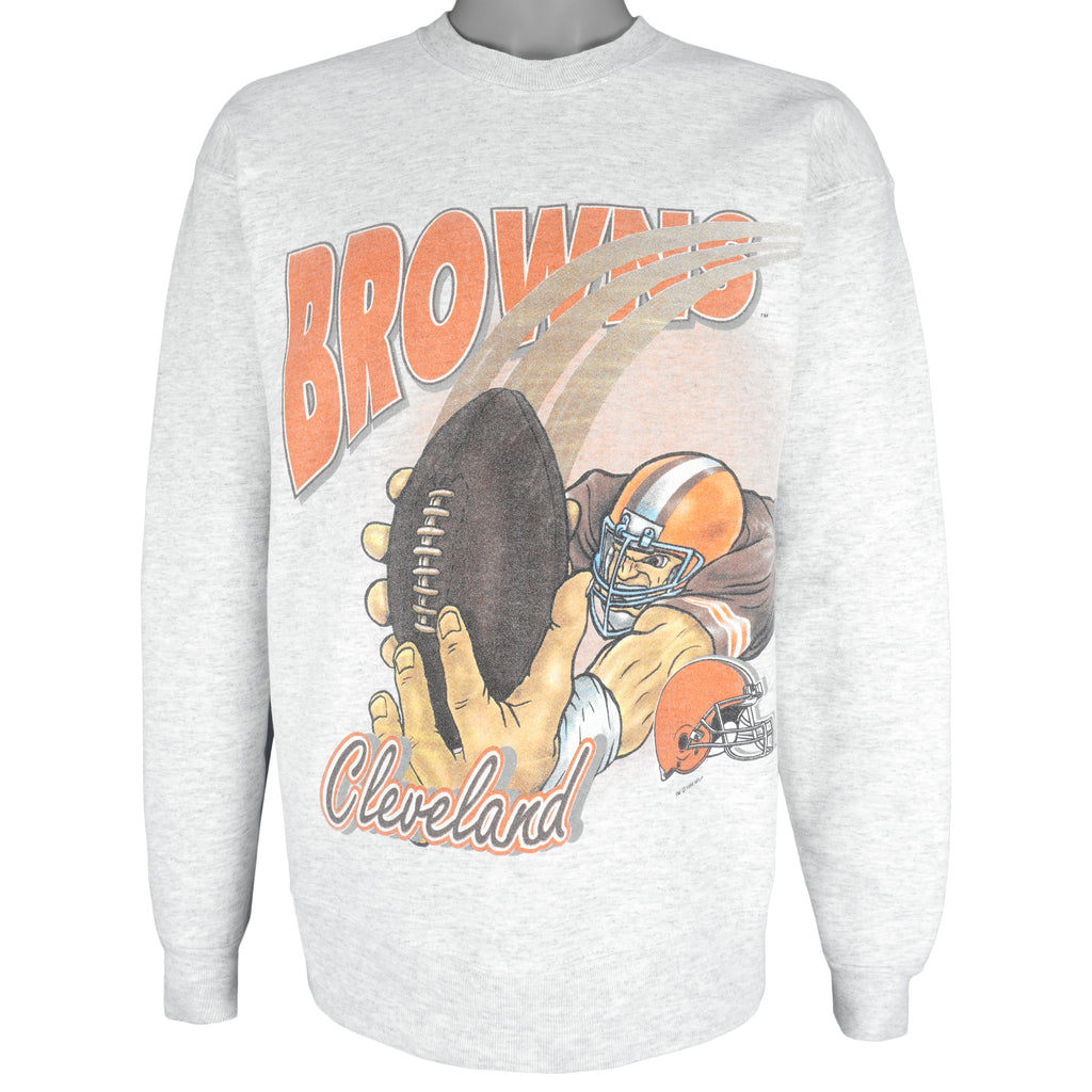 NFL (Salem) - Cleveland Browns Big Logo Crew Neck Sweatshirt 1994 Large Vintage Retro Football