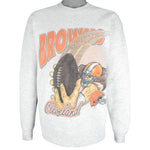 NFL (Salem) - Cleveland Browns Big Logo Crew Neck Sweatshirt 1994 Large Vintage Retro Football