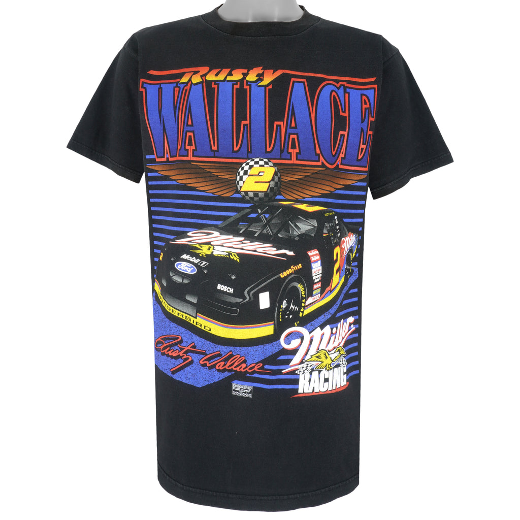 NASCAR (Tultex) - Rusty Wallace Miller Racing T-Shirt 1990s Large Vintage Retro