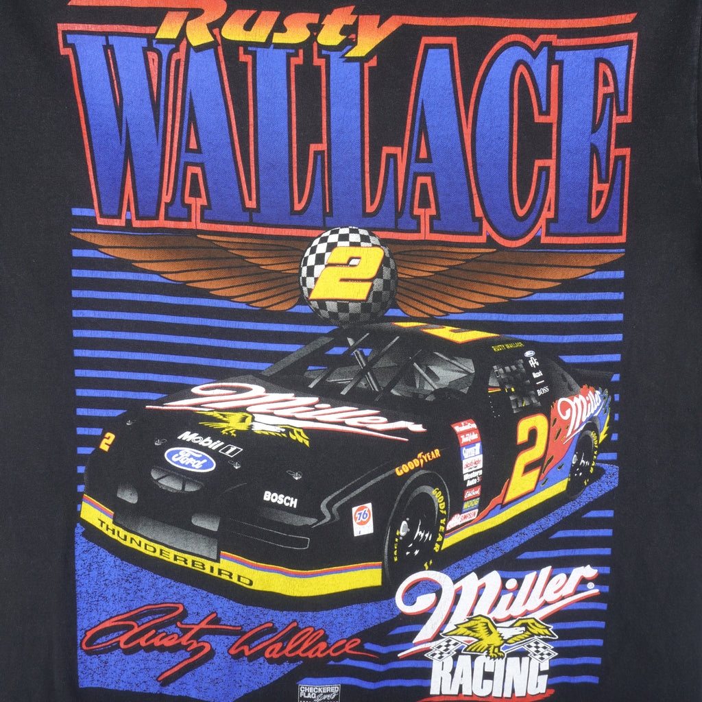NASCAR (Tultex) - Rusty Wallace Miller Racing T-Shirt 1990s Large Vintage Retro
