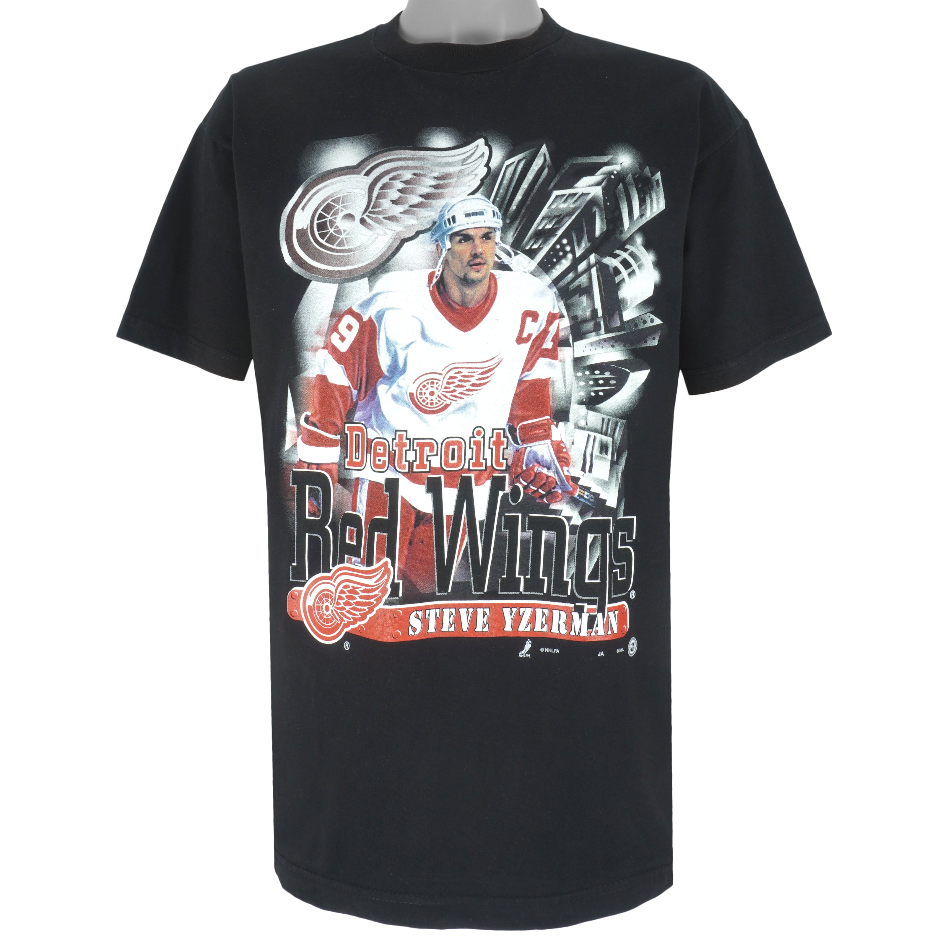 NHL (Joy Athletic) - Detroit Red Wings Steve Yzerman T-Shirt 1990s Large Vintage Retro Hockey
