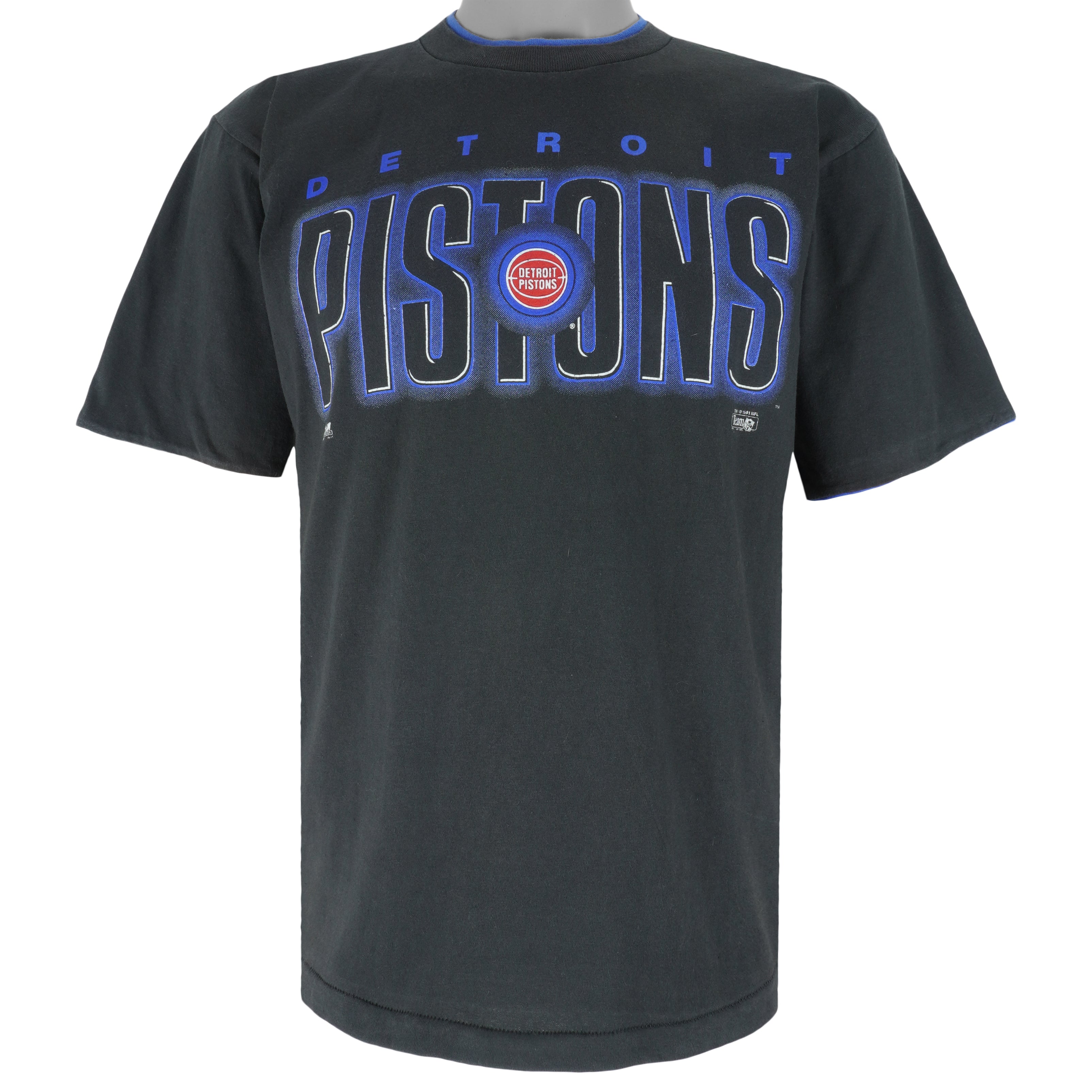 NBA (Salem) - Black Detroit Pistons T-Shirt 1991 Large Vintage Retro Basketball