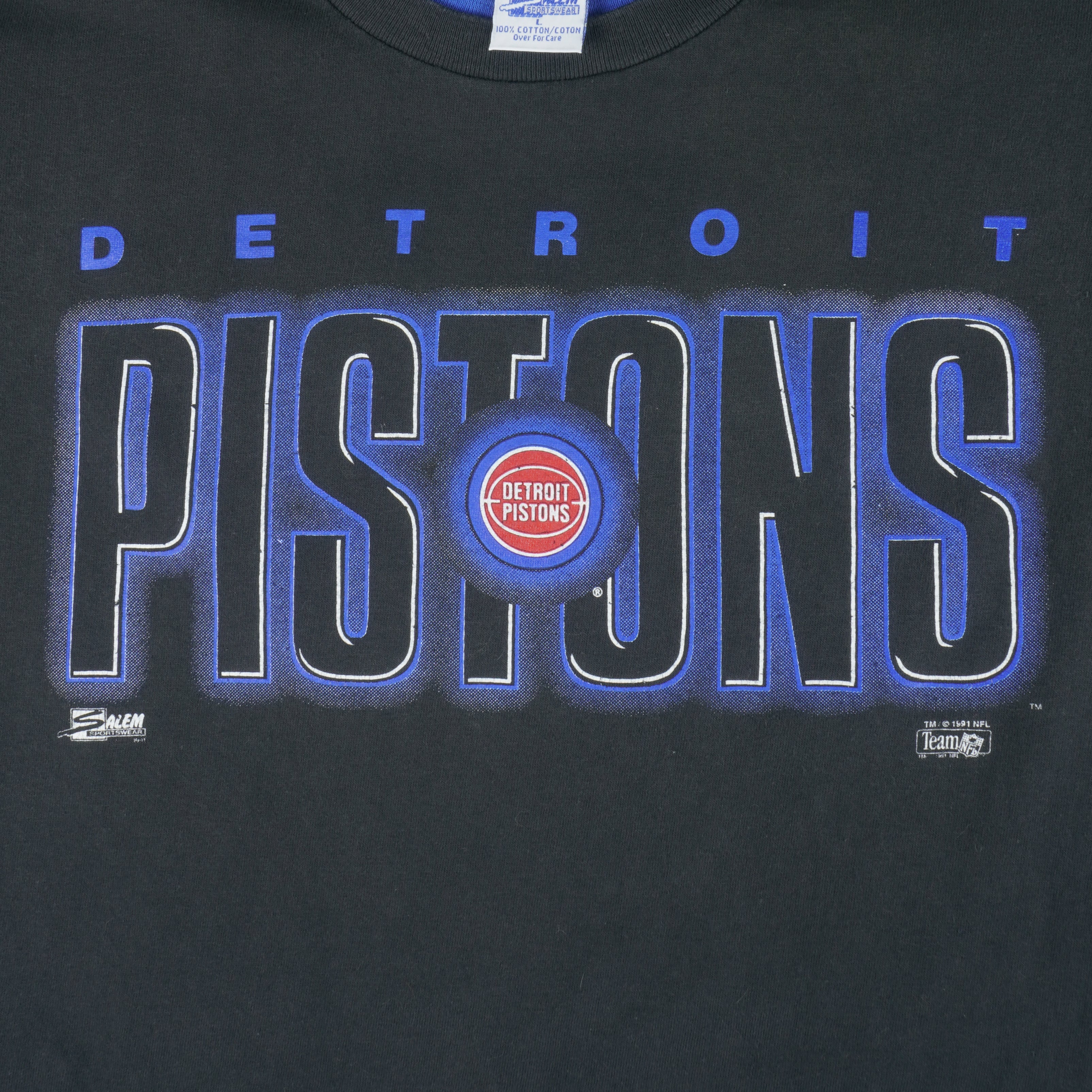 NBA (Salem) - Black Detroit Pistons T-Shirt 1991 Large Vintage Retro Basketball