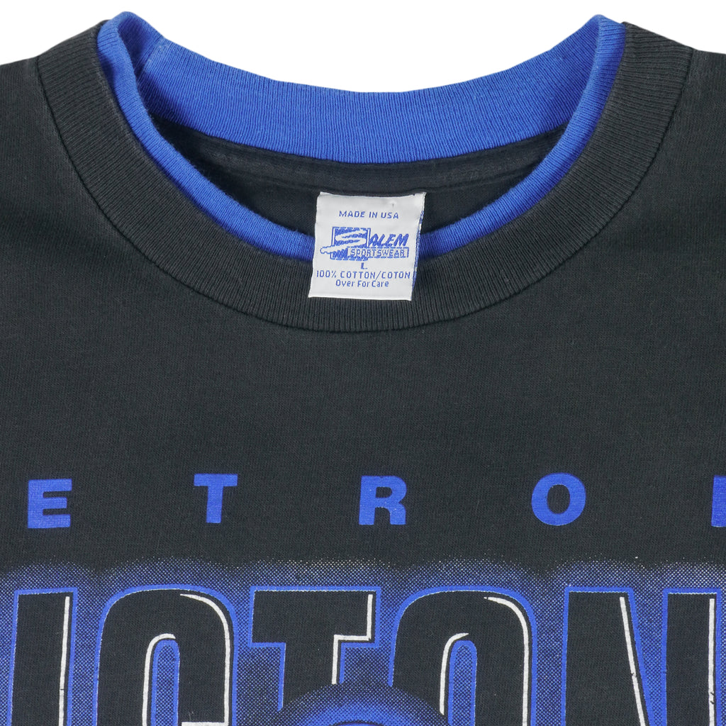 NBA (Salem) - Black Detroit Pistons T-Shirt 1991 Large Vintage Retro Basketball
