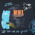 NHL (Salem) - Black San Jose Sharks Fire On Ice T-Shirt 1990s X-Large Vintage Retro Hockey