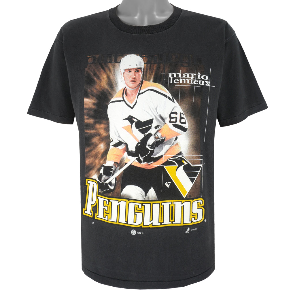 NHL - Pittsburgh Penguins Mario Lemieux T-Shirt 1990s Large Vintage Retro Hockey