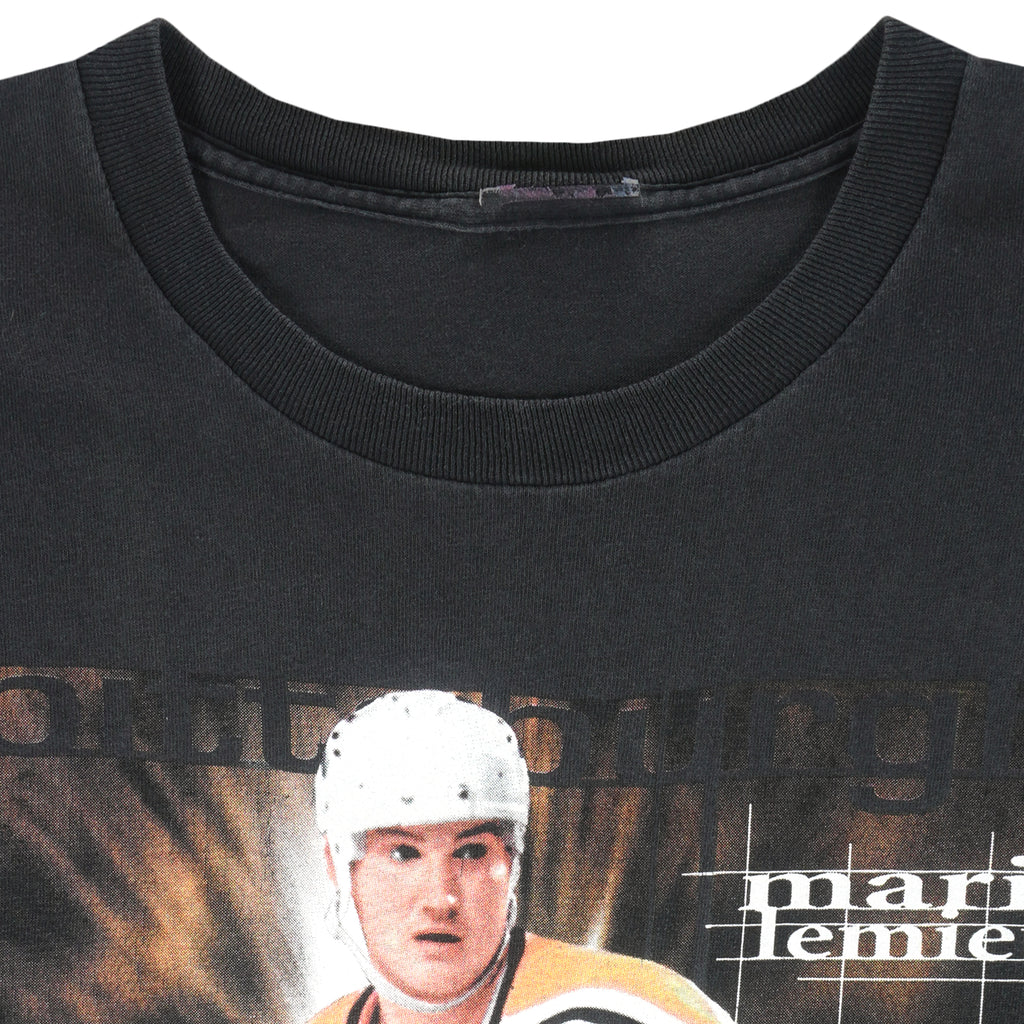 NHL - Pittsburgh Penguins Mario Lemieux T-Shirt 1990s Large Vintage Retro Hockey