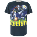 NFL (Liquid Blue) - Pittsburgh Steelers Big Logo T-Shirt 1990s Large Vintage Retro Football