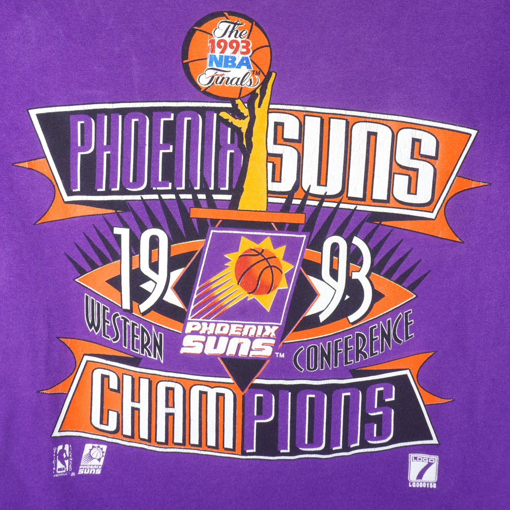 NBA (Tultex) - Purple Phoenix Suns Champions T-Shirt 1993 Large Vintage Retro Basketball