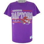 NBA (Discus Athletic) - Toronto Raptors Big Logo T-Shirt 1994 Large Vintage Retro Basketball